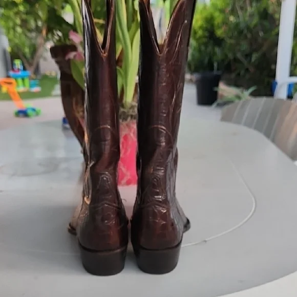 Lucchese Brown Cowboy Western Boots Exotic Leather - Picture 4 of 7